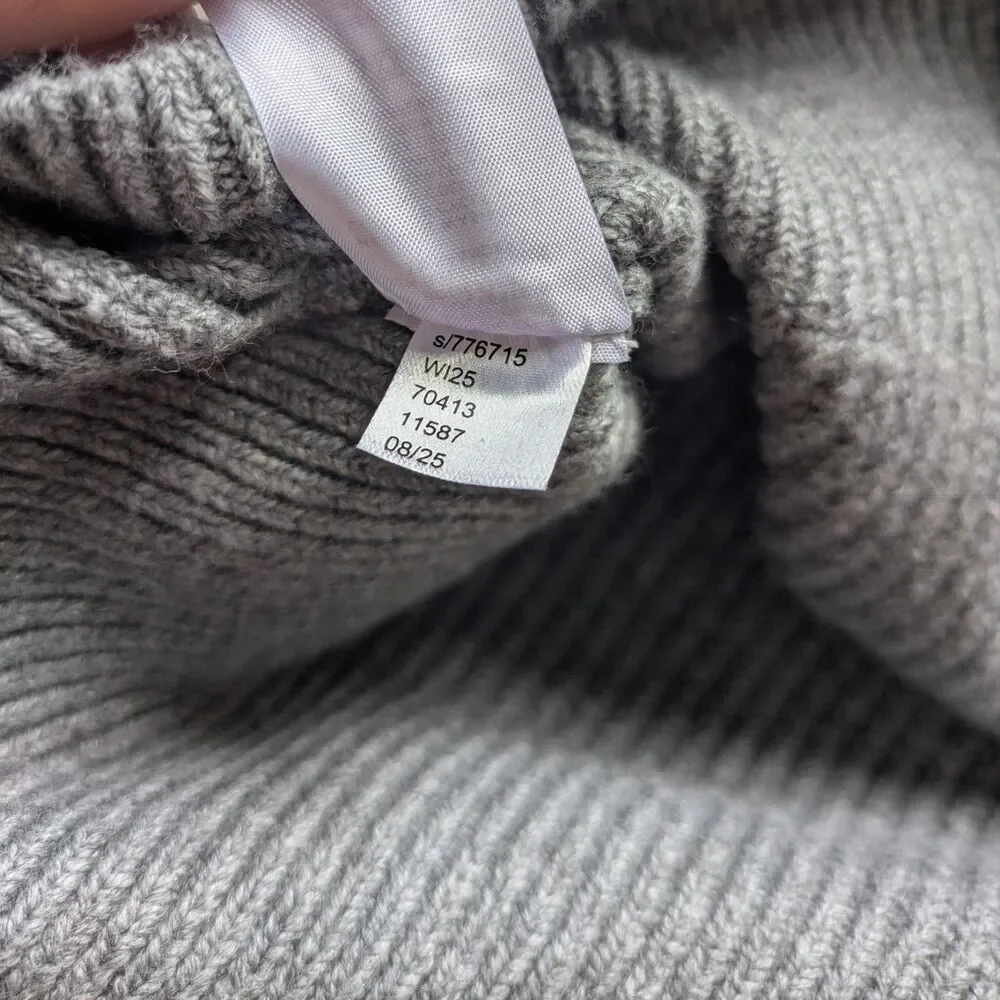 Ann Taylor LOFT Gray Soft Knitted Cropped Fair Isle Polo Sweater Sz M
